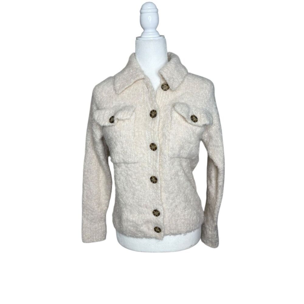 Madewell Boucle Knit Cream Sweater Jacket Size XXS